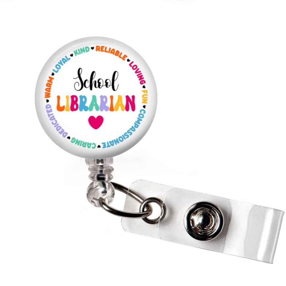 School Librarian Badge Reel Library Media Specialist Reading Teacher Gift